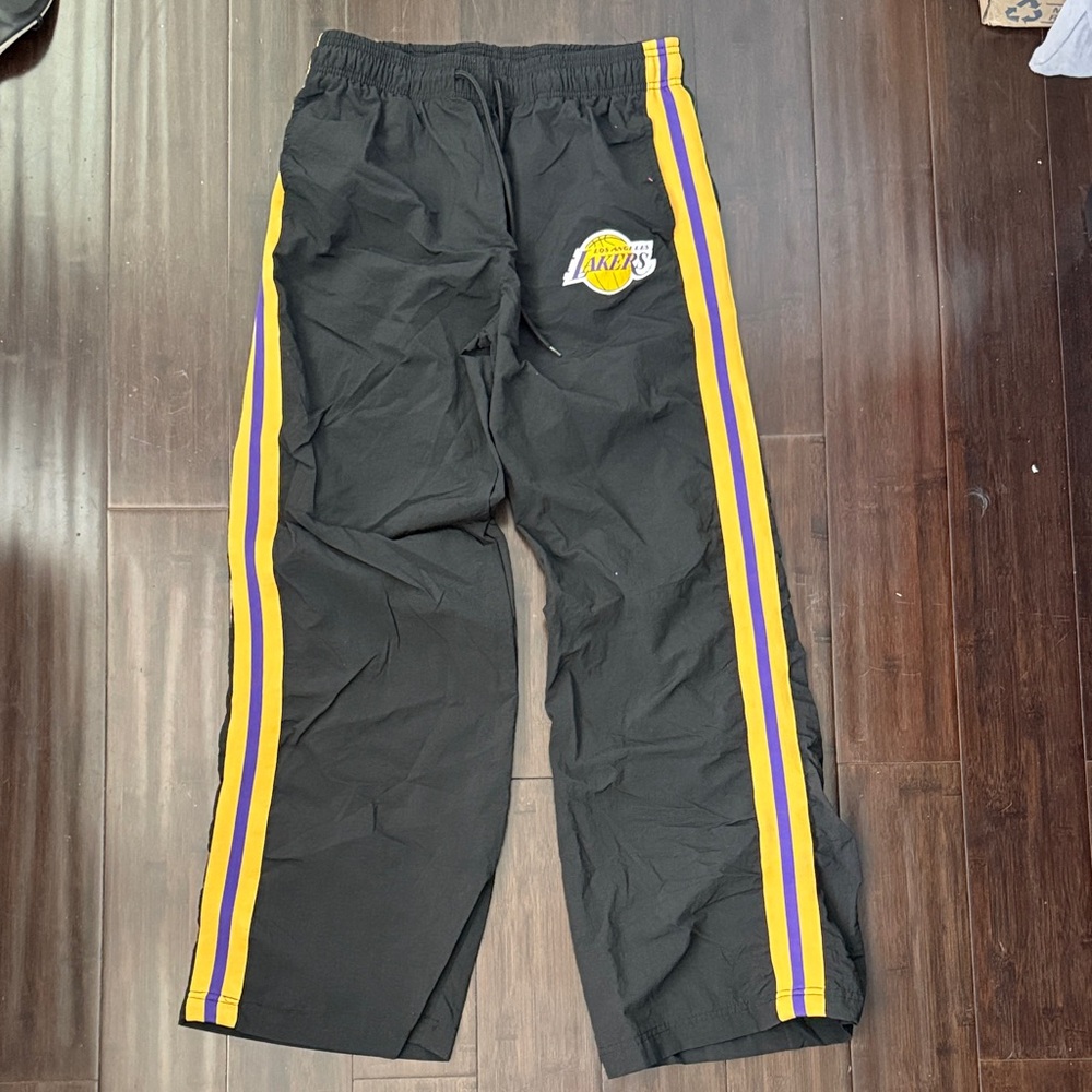 Black and Yellow Joggers with Purple Stripes